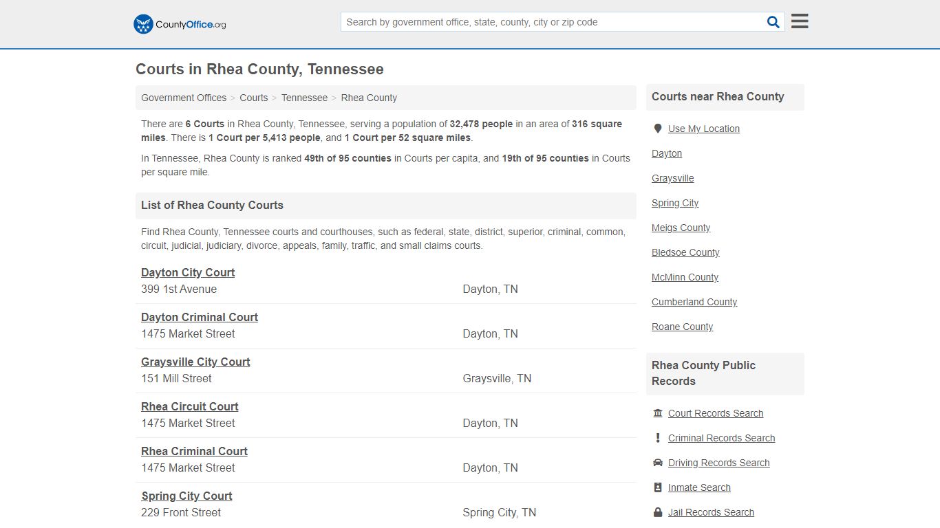 Courts - Rhea County, TN (Court Records & Calendars)