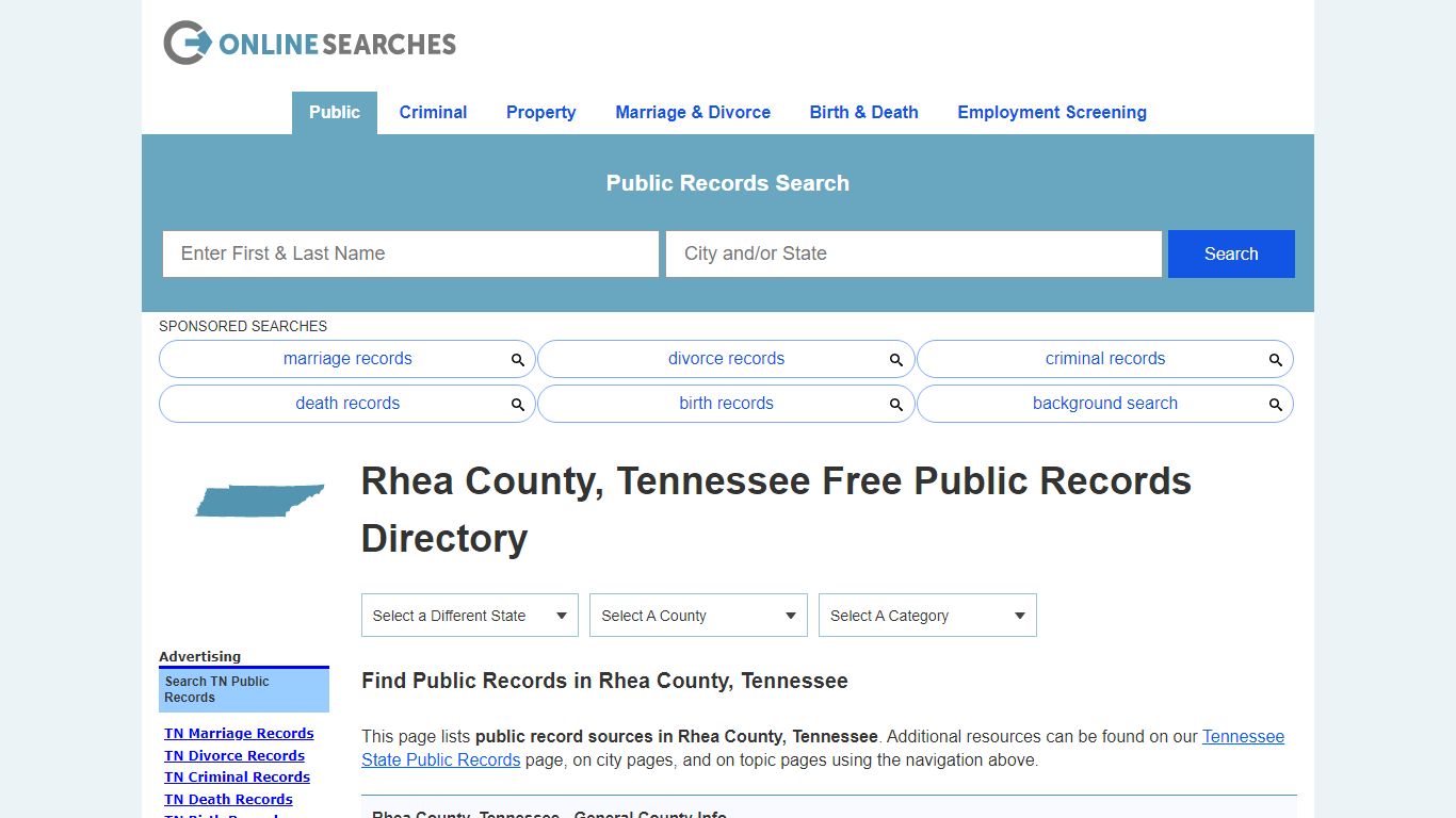 Rhea County, Tennessee Public Records Directory