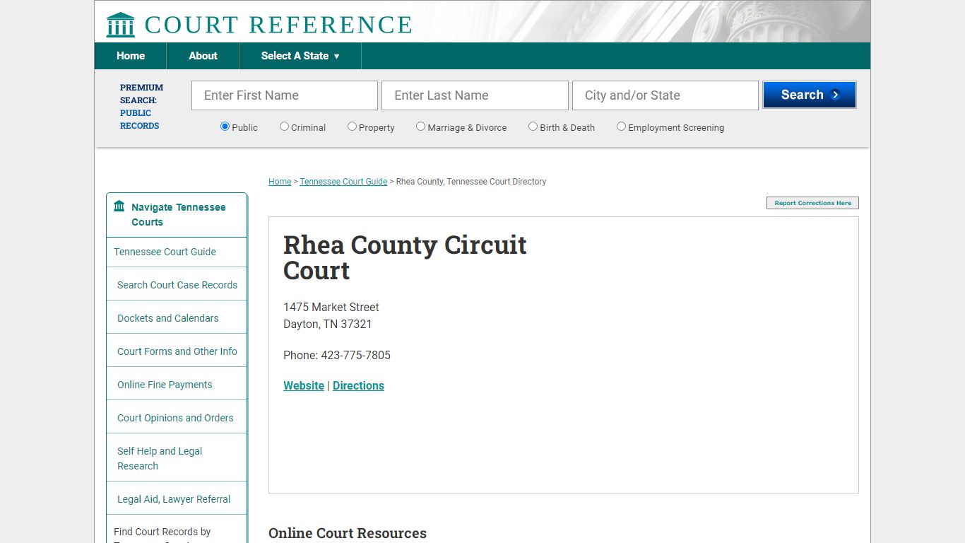 Rhea County Circuit Court - Court Records Directory