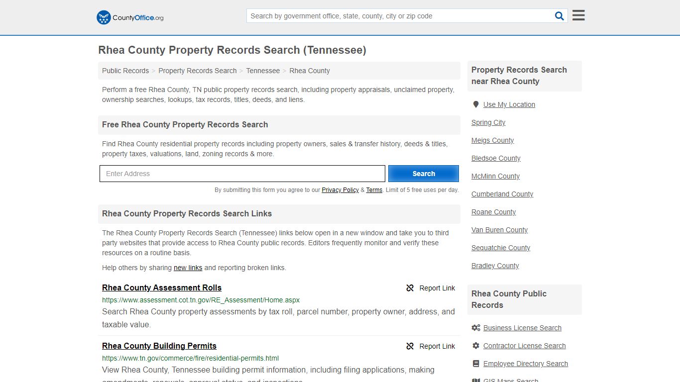 Property Records Search - Rhea County, TN (Assessments ...